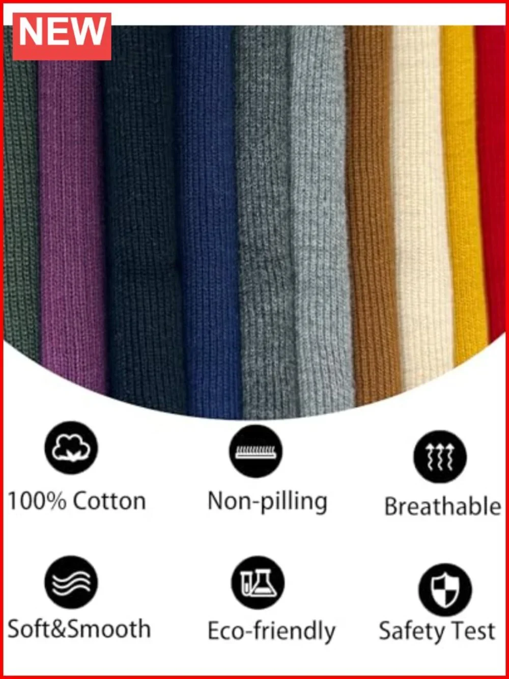 100% Cotton Beanie Hat Unisex Winter Knit Cuffed Skull Cap Soft Stretch Double